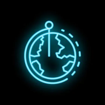 Neon blue earth globe spinning on its axis with orbit Stock Illustration