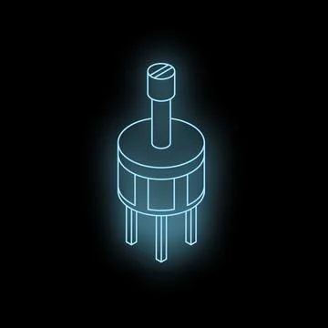 Neon blue electrical component glowing on dark background Stock Illustration