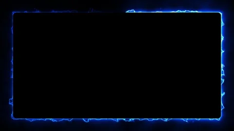 Neon blue electrical energy frame rectangle border animation loop, 4k Video stock 337323975