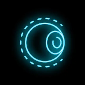 Neon blue eye icon glowing against dark background Stock Illustration
