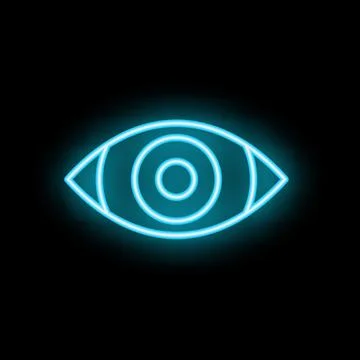 Neon blue eye shining in the dark background Stock Illustration