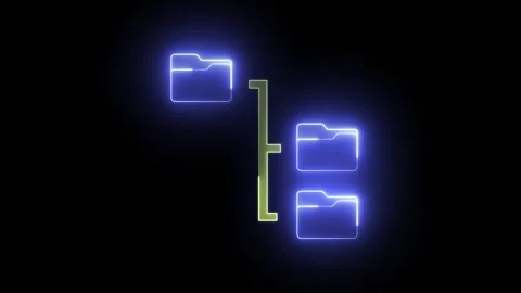Neon Blue File Hierarchy Data Network Animation Vídeos de archivo 320721976