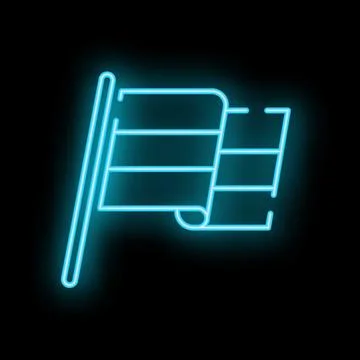 Neon blue flag is waving in the wind Stock Illustration