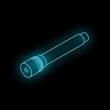 Neon blue flashlight emitting light in darkness Stock Illustration
