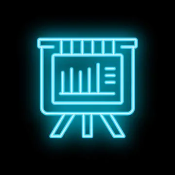 Neon blue flip chart showing business growth on black background 스톡 일러스트