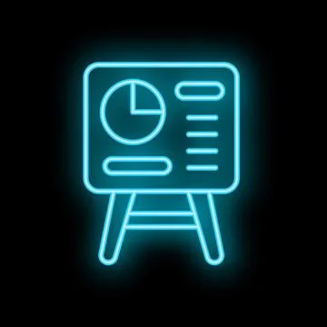 Neon blue flipchart with analytics data for business presentation 스톡 일러스트