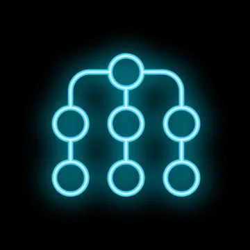 Neon blue flowchart glowing on wall Stock Illustration
