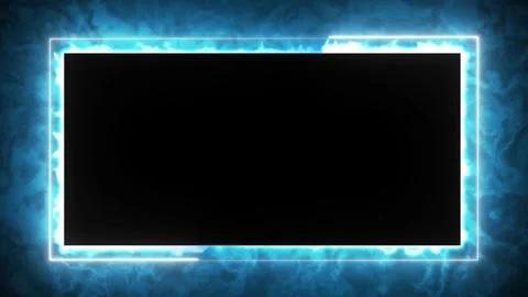 Neon blue frame with abstract energetic effect on black background Stock Footage 340545190