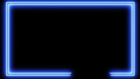 Neon Blue Frame on Black Background. Light Blue Rectangle Frame, Glowing Retro 動画素材 315368296