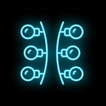 Neon blue garland lights string glowing on dark background Stock Illustration