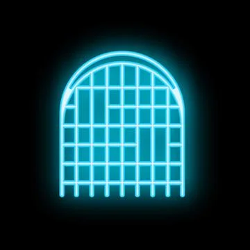 Neon blue gate shining in the dark background Stock Illustration
