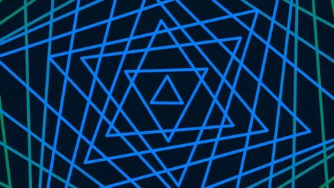 Neon blue geometric pattern background with intricate futuristic polygonal .. Stock Footage 341057657