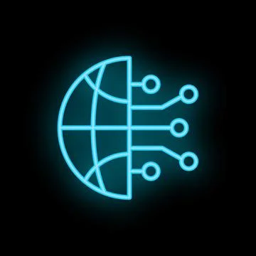 Neon blue globe connecting to digital network circuit board 库存插图
