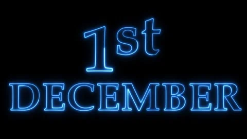 Neon blue glow of december first on dark background creating dynamic effect. Stock Footage 337521829