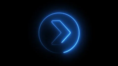 Neon blue glowing arrow inside circle loading animation, digital interface .. 스톡 동영상 332964602