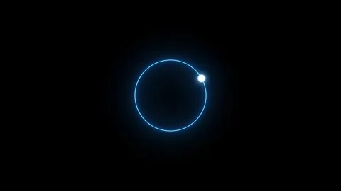 Neon blue glowing circle loading animation with moving dot on black background Stock Footage 340563336