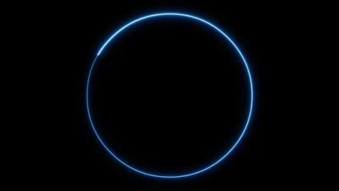 Neon blue glowing circular light motion animation on black back. Stock Footage 337082052