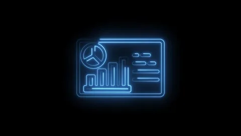 Neon blue glowing digital dashboard interface with bar charts pie chart and.. Stock Footage 346104088