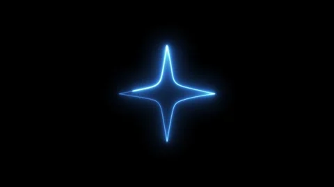 Neon blue glowing four-pointed star drawing animation isolated on black bac.. Stock Footage 318521237