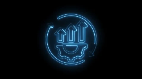 Neon blue glowing icon representing business growth progress and efficiency with Stock Footage 333968331