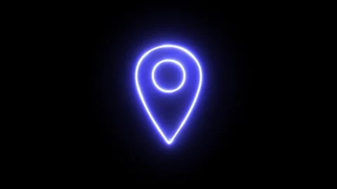 Neon Blue Glowing Location Pin Animation Loop Stock Footage 334568417