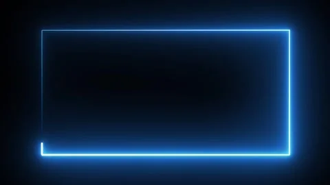 Neon Blue Glowing Rectangle Border Frame Loop Animation Stock Footage 334371225