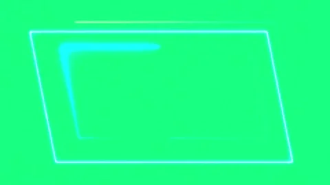 Neon Blue Glowing Rectangle Frame Drawing Animation Green Screen Elegant Overlay Stock Footage 336919915