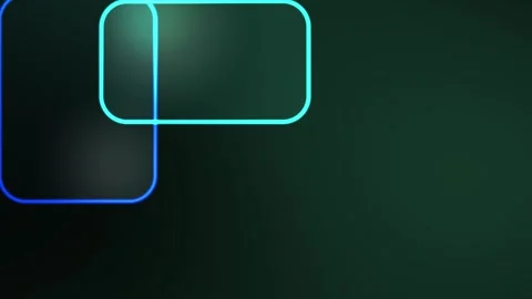 Neon Blue Glowing Rounded Rectangular Frames Moving on Dark Green Background Stock Footage 343735500