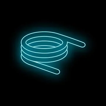 Neon blue glowing spring coil icon on black Stock Illustration