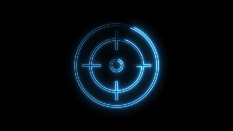 Neon blue glowing target interface element animation on black background st.. Stock Footage 314541564