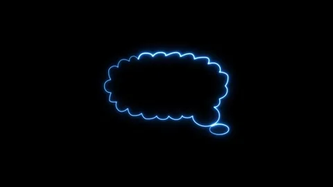 Neon blue glowing thought bubble isolated on black background motion. 動画素材 337081780