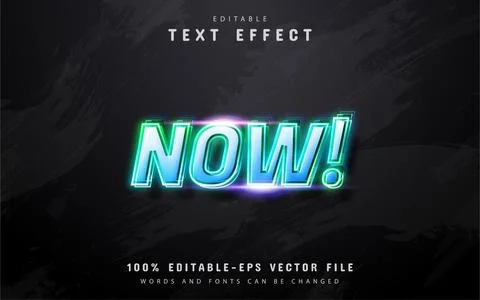 Neon blue gradient text effect Stock Illustration