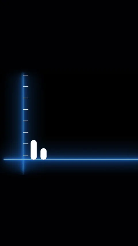 Neon Blue Graph Lines and Tick Marks on Black Background chart data Stock Footage 337459643