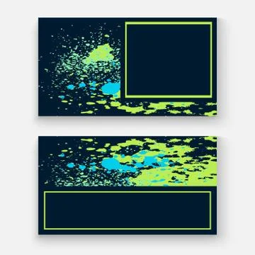 Neon blue greenery explosion paint splatter artistic cover design. Decorative Stock Illustration
