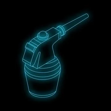 Neon blue grenade launcher glowing on black background Stock Illustration
