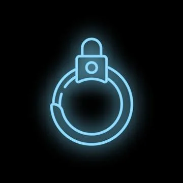 Neon blue handcuffs locked securely with padlock Stock Illustration