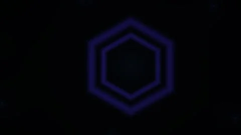 Neon blue hexagon on black background. Stock Footage 335963611
