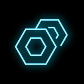 Neon blue hexagon pattern glowing on black background Illustrazione stock