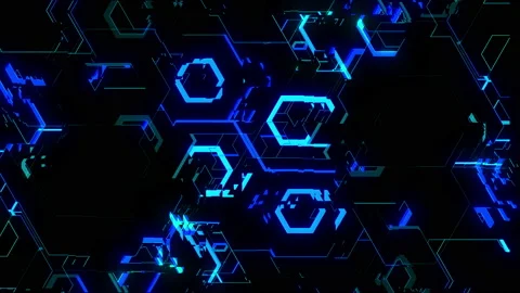 Neon blue hexagons Stock Footage 201729110