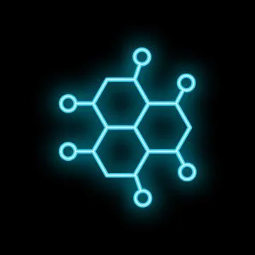 Neon blue honeycomb pattern glowing on black background Stock Illustration