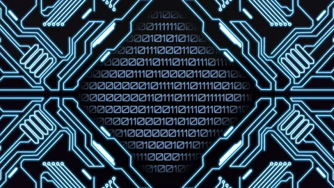 Neon Blue HUD Elements &amp; Numbers Radiate on Digital Screen Stock Footage 246999582