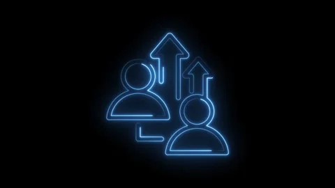 Neon blue human figures with upward arrows symbolizing growth progress success Stock Footage 333959352