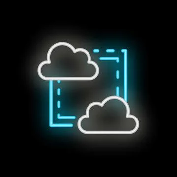 Neon blue icon of cloud computing data transferring 스톡 일러스트