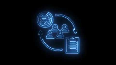 Neon Blue Icon Cycle Process Teamwork Collaboration Checklist Management Stock Footage 333957576