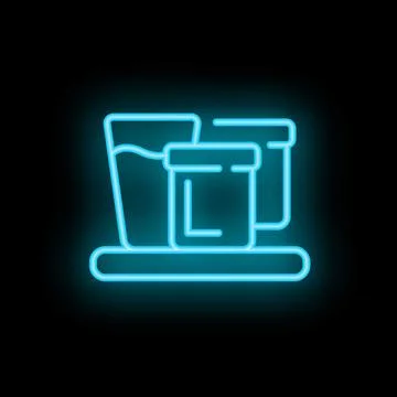 Neon blue icon of measuring cups set on shelf Stock Illustration