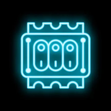 Neon blue icon of ram module glowing on black background イラスト素材