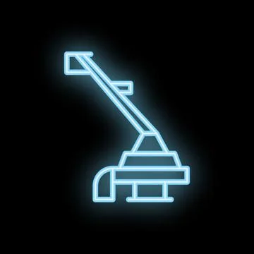 Neon blue icon of a string trimmer on black background Stock Illustration