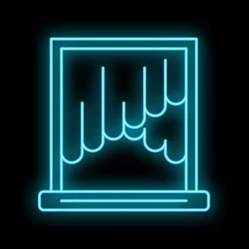 Neon blue icon of a waterfall chart displaying data on black background Illustrazione stock