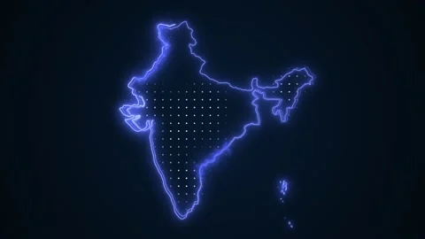 Neon Blue India Map Borders Outline Loop... | Stock Video | Pond5