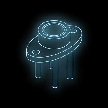 Neon blue integrated circuit socket shining in darkness Stock Illustration